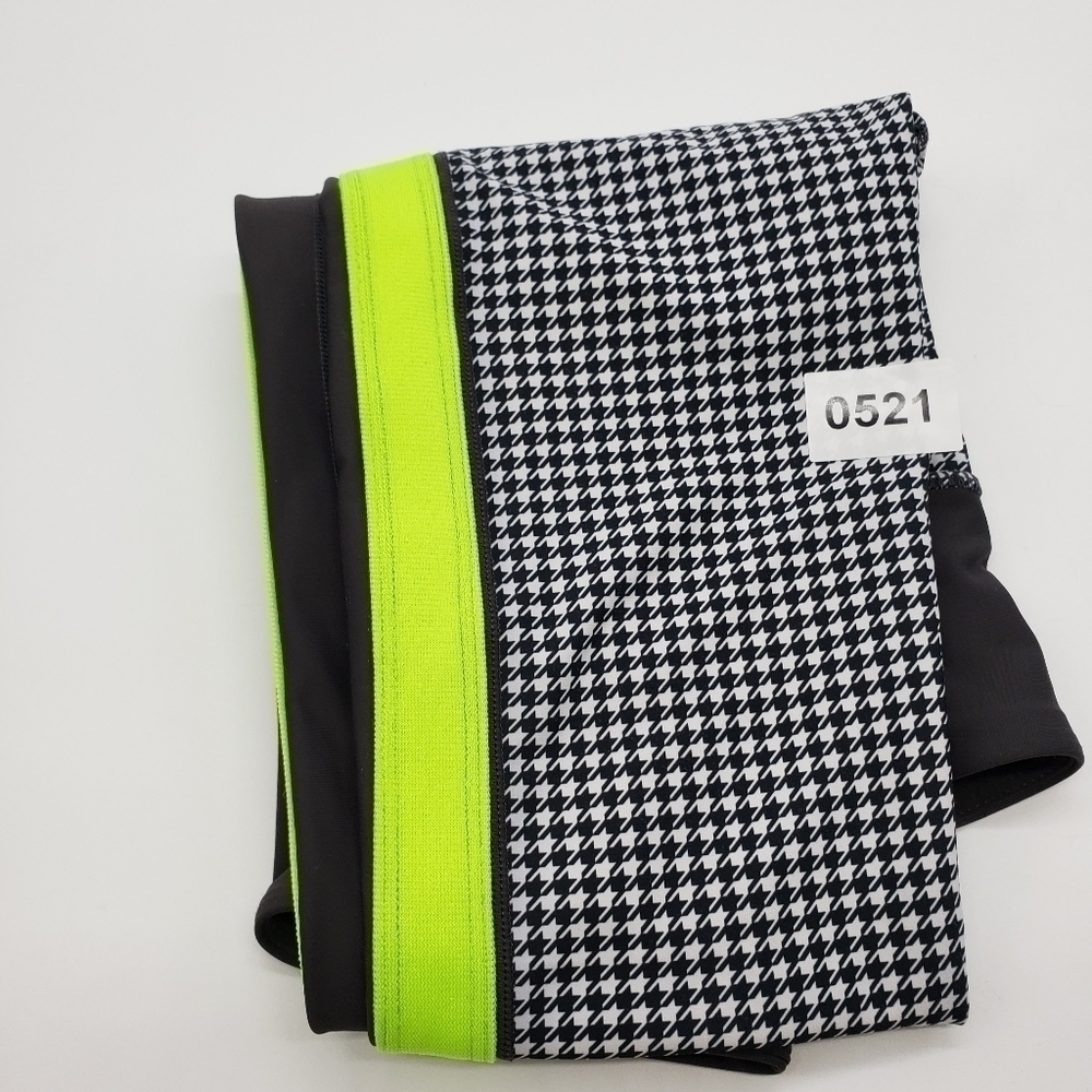 𝅺NYLORA women US XS Ardwell leggings black white houndstooth green stripe - Picture 11 of 11